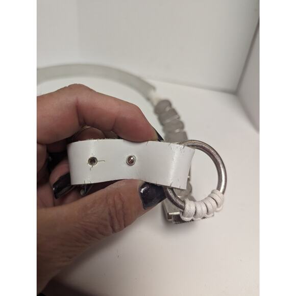 Antoniazzi Firenzi White Leather Belt Italian Made Metal Concho Detail Size M main image 4